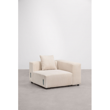 Rechter Hoekmodule (115x113 Cm) Met Hoge Armleuning En Kussen Voor Modulaire Bank Bruna Corduroy Beige – Linnen - Sklum