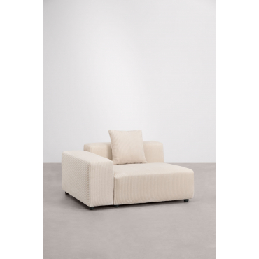 Linkerhoekmodule (135x113 Cm) Met Lage Armleuning En Kussen Voor Bruna Modulaire Bank Corduroy Beige – Linnen - Sklum
