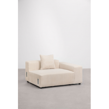 Hoekmodule Rechts (135x113 Cm) Met Lage Armleuning En Kussen Voor Modulaire Bank Bruna Corduroy Beige – Linnen - Sklum
