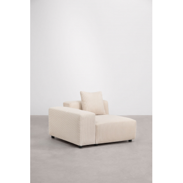 Linkerhoekmodule (115x113 Cm) Met Lage Armleuning En Kussen Voor Bruna Modulaire Bank Corduroy Beige – Linnen - Sklum