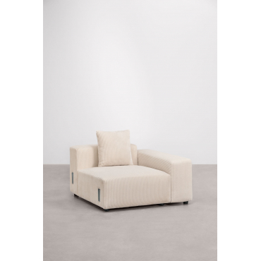 Hoekmodule Rechts (115x113 Cm) Met Lage Armleuning En Kussen Voor Modulaire Bank Bruna Corduroy Beige – Linnen - Sklum