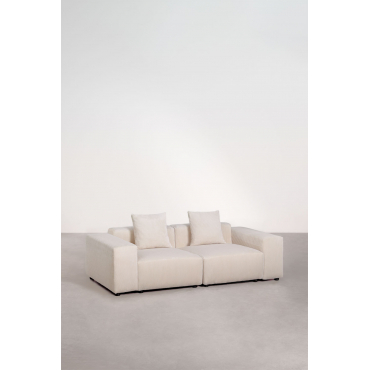 2-delige Modulaire Bank (↔︎230 Cm) Met Lage Armleuningen Bruna Corduroy Beige – Linnen - Sklum