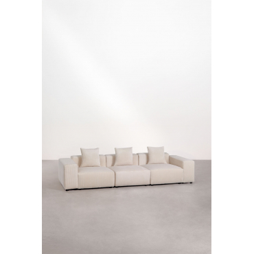 3-delige Modulaire Bank (↔︎315 Cm) Met Lage Armleuningen Bruna Corduroy Beige – Linnen - Sklum
