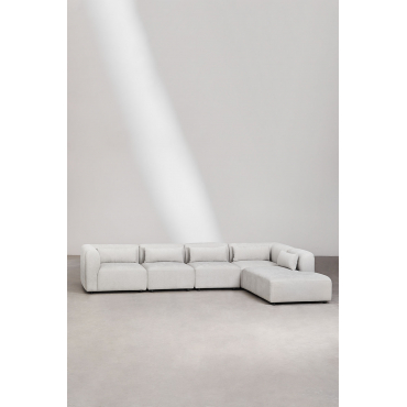 Fogler 5-delige Modulaire Bank Met Chaise Longue Rechts Stof Lichtgrijze - Sklum