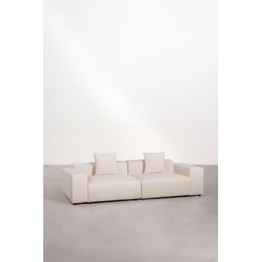 2-delige Modulaire Bank (↔︎270 Cm) Met Lage Armleuningen Bruna Corduroy Beige – Linnen - Sklum
