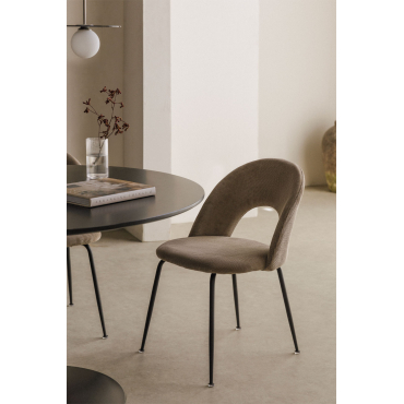 Set Van 2 Eetkamerstoelen Van Corduroy Glorys Grijs – Taupe – Koel & Zwart - Sklum