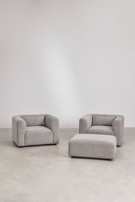 Woonkamerset met 2 Fogler fauteuils en poef