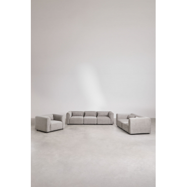 Woonkamerset Met 3-delige Zitbank, 2-delige Zitbank En Fogler Fauteuil Corduroy Grijs – Taupe – Koel - Sklum