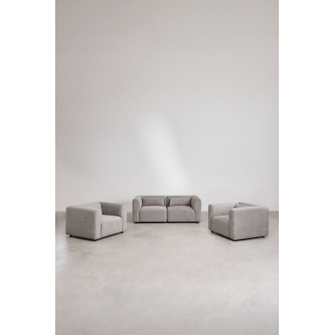 Woonkamerset Met 2-delige Modulaire Bank En 2 Fogler Fauteuils Corduroy Grijs – Taupe – Koel - Sklum