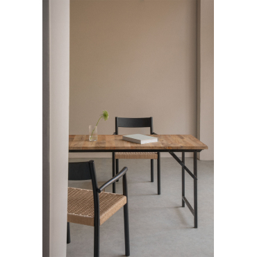 Rechthoekige Eettafel 200x100 Cm Opvouwbaar In Mangohout En Ijzer Zwarte Koolstof - Sklum
