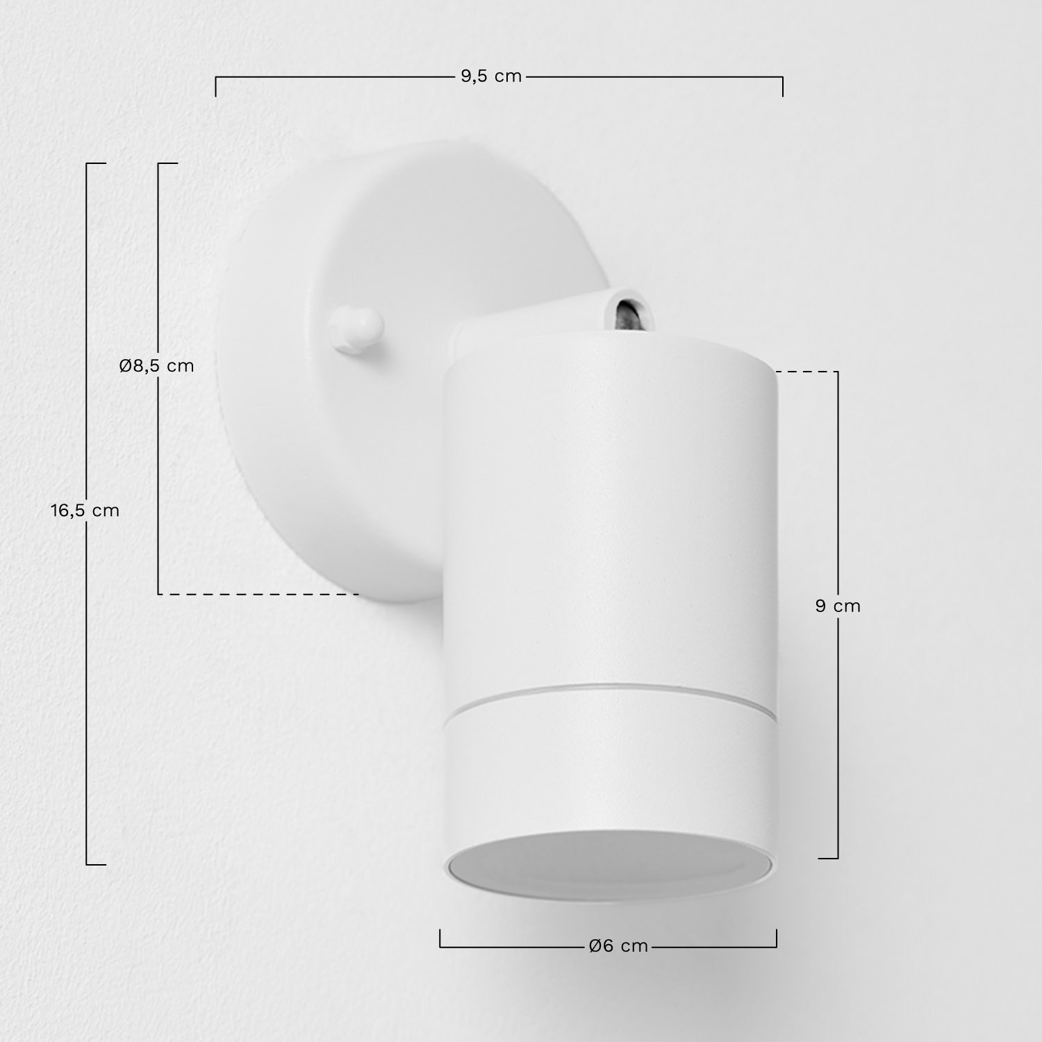 Jaxten aluminium buitenwandlamp , AFMETINGEN