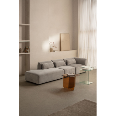 Fogler 3-delige Modulaire Hoekbank Met Chaise Longue Links Corduroy Grijs – Taupe – Koel - Sklum