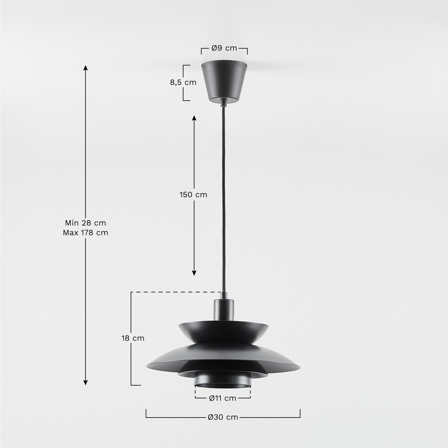 Alicia ijzeren plafondlamp, AFMETINGEN