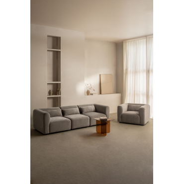 Woonkamerset Met 3-delige Modulaire Bank En Fogler Fauteuil Corduroy Grijs – Taupe – Koel - Sklum