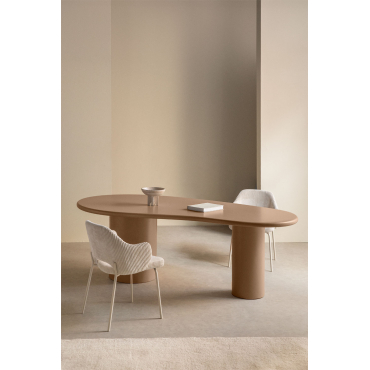 Eettafel Ovaal In Mdf (220x115 Cm) Billie Licht Kameelbruin - Sklum