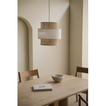 Satu Rotan Plafondlamp Beige – Linnen - Sklum