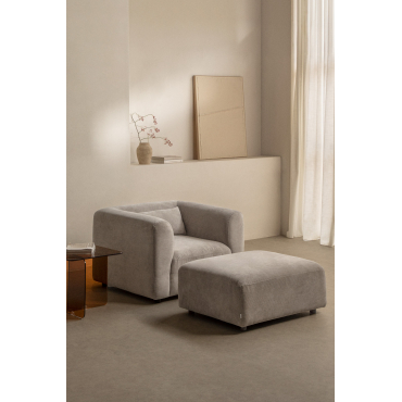 Woonkamerset Met Fauteuil En Fogler Poef Corduroy Grijs – Taupe – Koel - Sklum