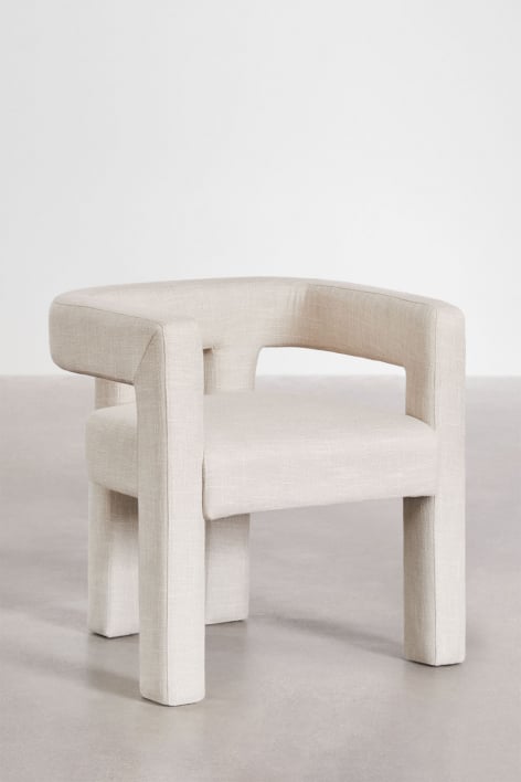Set van 2 gestoffeerde eetkamerstoelen Liara met armleuningen - Stof Crème Beige