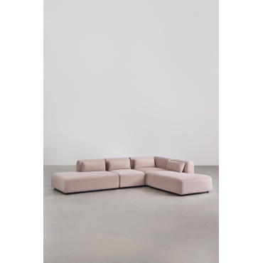 Fogler 4-delige Modulaire Hoekbank Met Dubbele Chaise Longue Corduroy Roze Wijn - Sklum