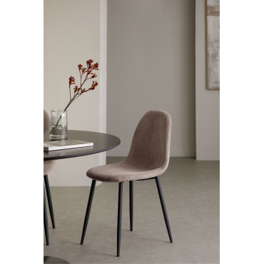 Pak 4 Glamm Corduroy Eetkamerstoelen Bruin - Mokka & Zwart - Sklum