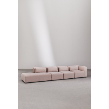 Fogler 4-delige Modulaire Hoekbank Met Chaise Longue Corduroy Roze Wijn - Sklum