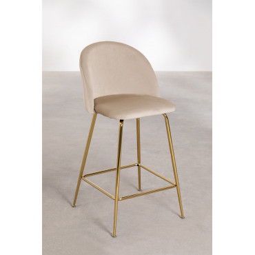 Set Van 2 Hoge Krukken In Fluweel Kana Design Bruin - Tarwe & ↑65 Cm & Goud - Sklum