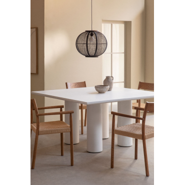 Vierkante Eettafel 150x150 Cm In Beton Lisboa Wit - Sklum