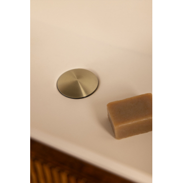 Afluitklep Voor Wastafel Type Click-clack In Roestvrij Staal En Messing Orveta Goud & Klep Met Overloop - Sklum