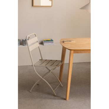 Set Van 2 Opvouwbare Eetkamerstoelen In Staal Janti Tapioca Beige - Sklum