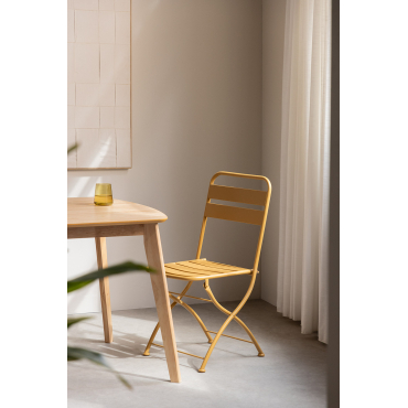 Set Van 4 Opvouwbare Eetkamerstoelen In Staal Janti Mosterd - Sklum