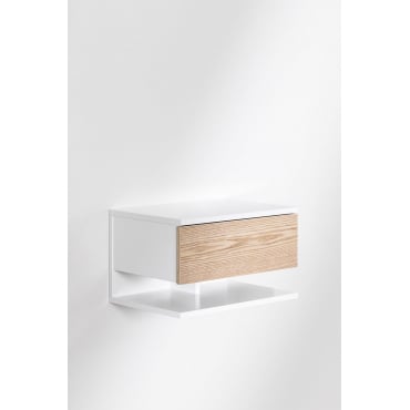 Pack Van 2 Zwevende Rechthoekige Nachtkastjes 40x30 Cm Met Lade Griviza Natuurlijk - Sklum