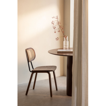Set Van 4 Eetkamerstoelen Van Hout En Riet Kaylia Donker Hout - Sklum