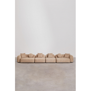 Modulaire 4-delige Bank In Chenille Coco Dikke Chenille Stof Latte Bruin - Sklum