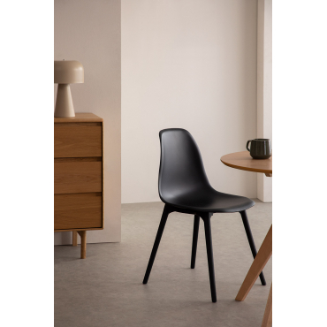 Set Van 4 Scand Polypropyleen Eetkamerstoelen Zwart - Sklum