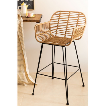 Set Van 2 Eska Hoge Krukken Van Synthetisch Rotan Zwart & ↑75 Cm - Sklum