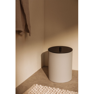 Vuilnisbak Met Deksel Van Abs En Ozene Bamboo Beige – Crème - Sklum
