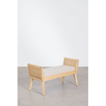 Bank Van Rubberhout En Riet Icon Crème Beige - Sklum