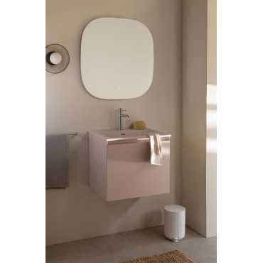 Macrae Houten Badkamermeubelset Met Geïntegreerde Wastafel Beige – Linnen & Vierkant Led En Anticondens 75x75 Cm Tobie - Sklum