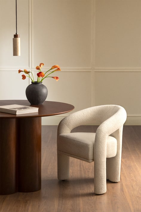 Pakket van 2 Greca gestoffeerde eetkamerstoelen - Bouclé Wit