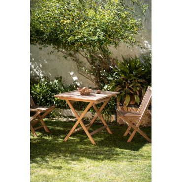 Set Van Rechthoekige Tafel (120x70 Cm) En 2 Opvouwbare Tuinstoelen In Pira Teakhout Teakhout - Sklum
