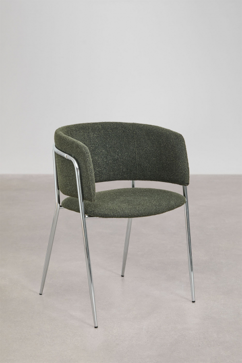 Set van 2 Nalon gestoffeerde eetkamerstoelen - Bouclé Leger Groen
