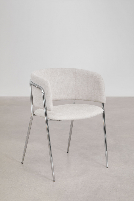 Set van 4 Nalon gestoffeerde eetkamerstoelen - Stof Gebroken Wit  