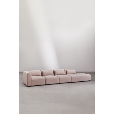 Fogler 4-delige Modulaire Hoekbank Met Chaise Longue Rechts Corduroy Roze Wijn - Sklum