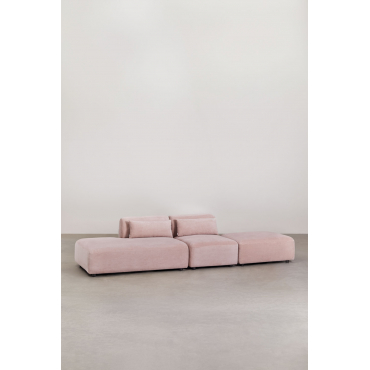 2-delige Modulaire Bank Met Links Chaise Longue En Fogler Poef Corduroy Roze Wijn - Sklum
