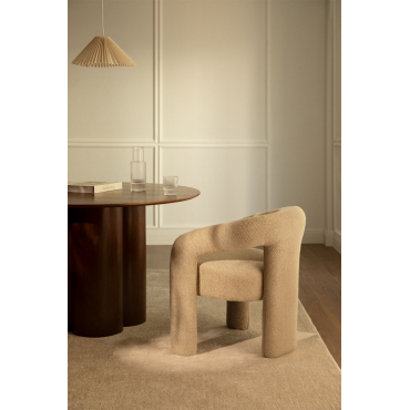 Pakket Van 2 Greca Gestoffeerde Eetkamerstoelen Dikke Chenille Stof Latte Bruin - Sklum