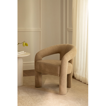 Pakket Van 2 Greca Gestoffeerde Fauteuils Dikke Chenille Stof Latte Bruin - Sklum