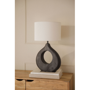 Joana Tafellamp Van Mangohout Gewoon Zwart & Wit Ø30 Cm - ↑20 Cm Arlina - Sklum