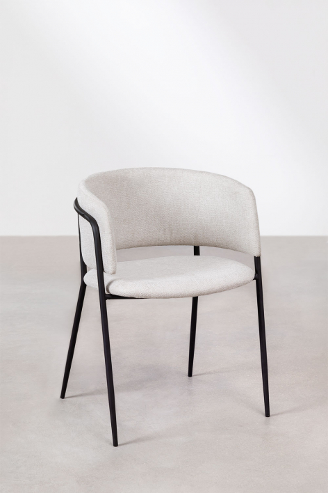 Set van 2 Nalon gestoffeerde eetkamerstoelen - Stof Gebroken Wit  