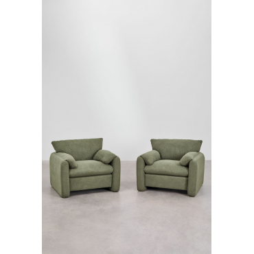 Pack Van 2 Gestoffeerde Serra Fauteuils Chenille Groen – Salie - Sklum