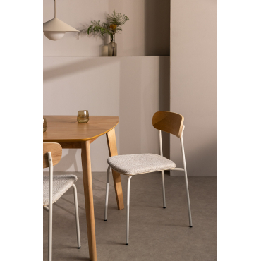 Set Van 4 Stapelbare Eetkamerstoelen Van Ijzer En Hout Wilpier Tapioca Beige & Chenille Crème Beige - Sklum